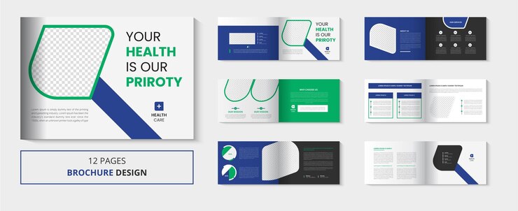 Conception de brochures pour modèle médical et de soins de santé en forme de paysage