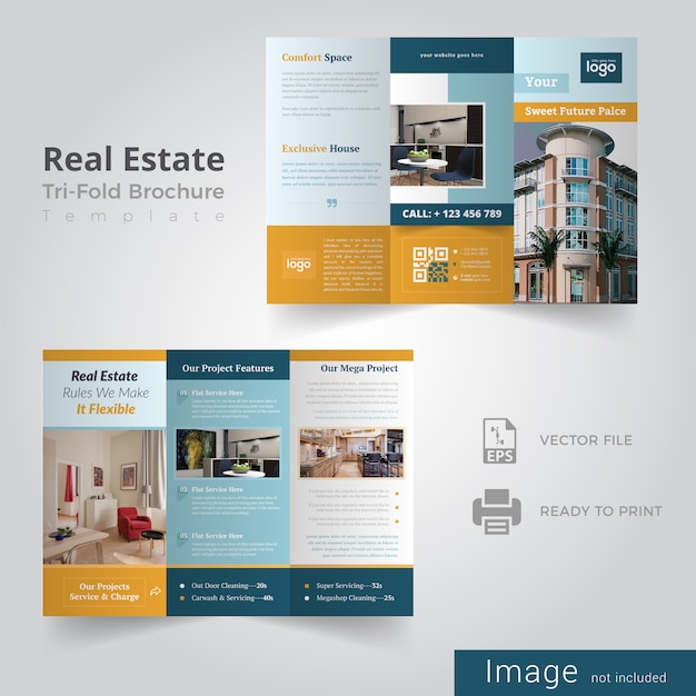 Conception de brochures à trois volets sur la place de l&#39;immobilier