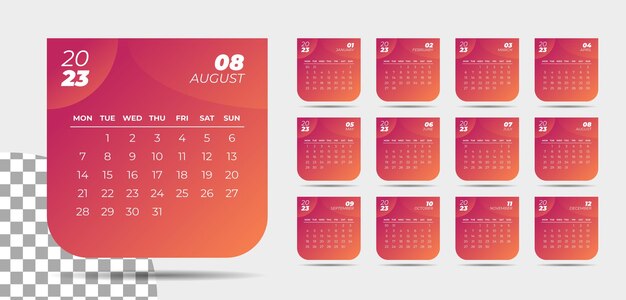 Conception de calendrier du nouvel an 2023 de style moderne dans le style de ruban