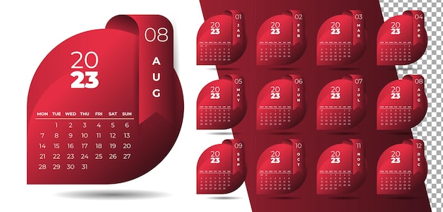 Vecteur conception de calendrier du nouvel an 2023 de style moderne dans le style de ruban