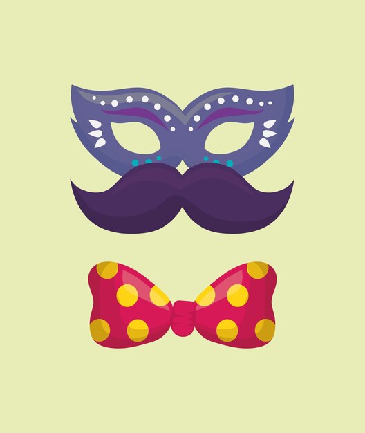 Conception De Carnaval Avec Masque De Carnaval Et Icône De Moustache