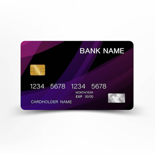 Conception de carte de crédit violette.