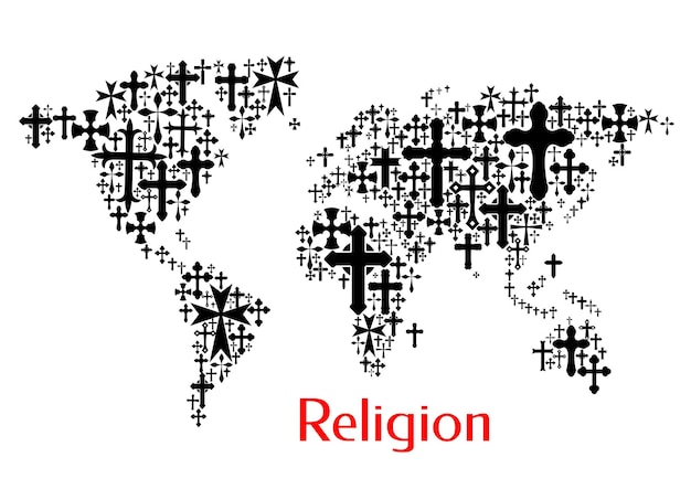 Vecteur conception de carte du monde du motif croix crucifix