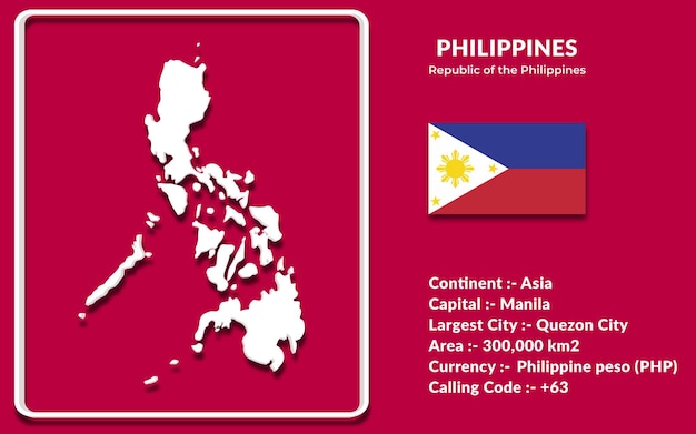 Conception de carte des Philippines dans un style 3d avec drapeau national