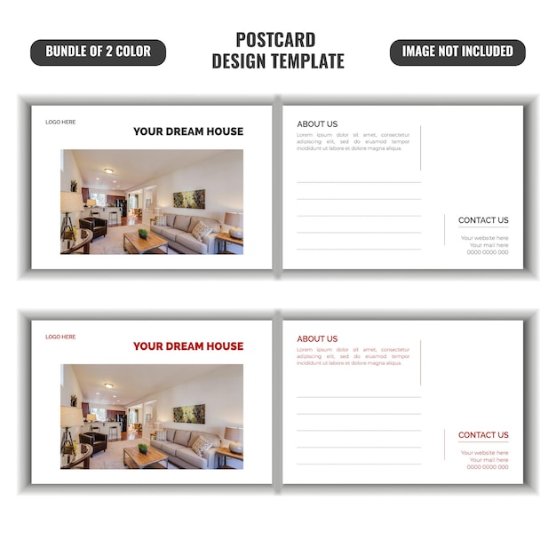 Vecteur conception de carte postale de vente de maison d'entreprise pour une société immobilière