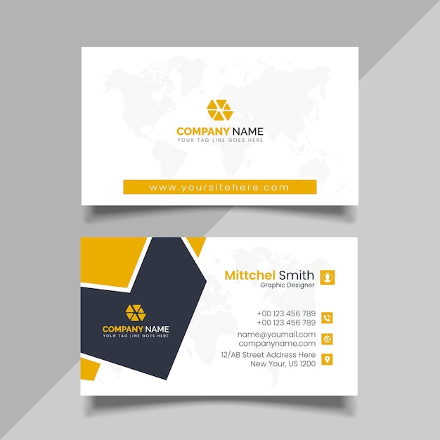 Conception de carte de visite jaune, conception de modèle d'entreprise