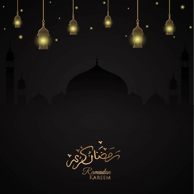 Vecteur conception de carte de voeux ramadan kareem avec lanterne