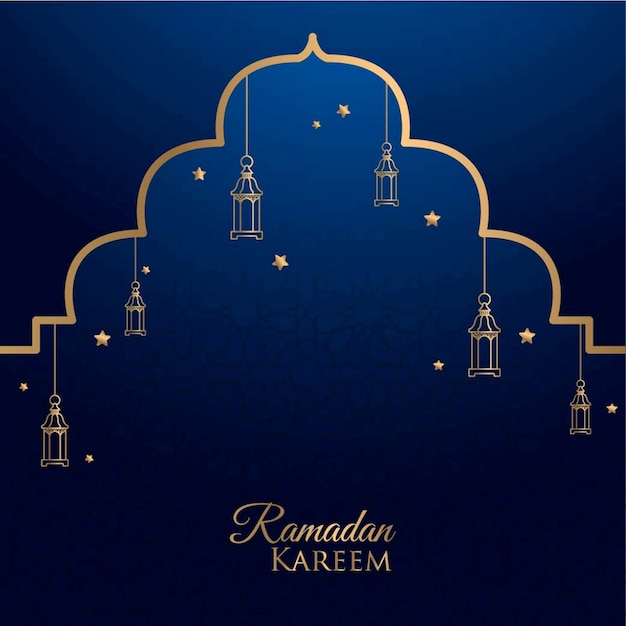 Vecteur conception de carte de voeux ramadan kareem avec lanterne