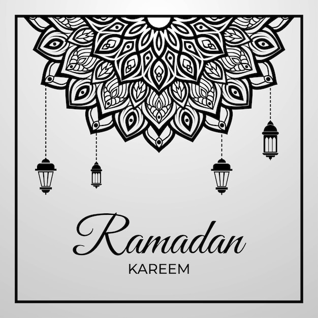 Conception De Carte De Voeux Ramadan Kareem Avec Modèle De Mandala