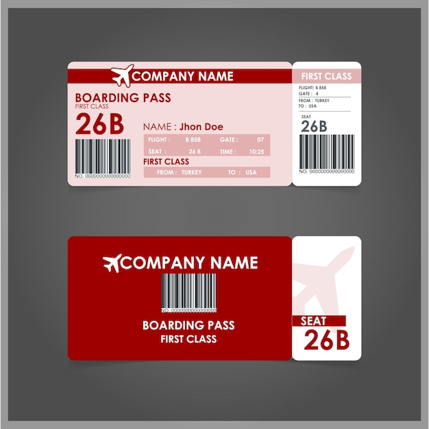 Conception des cartes d'embarquement des compagnies aériennes