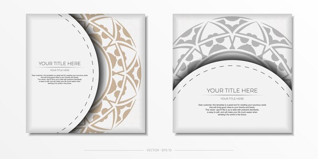 Vecteur conception de cartes d'invitation avec un espace pour votre texte et vos motifs abstraits conception de carte de voeux couleur blanche prête à l'impression vectorielle luxueuse avec motifs