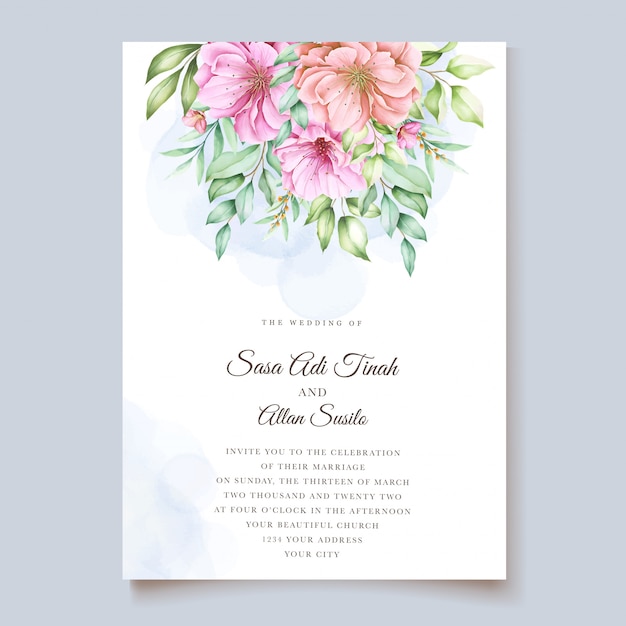 Conception De Cartes D'invitation Floral Aquarelle