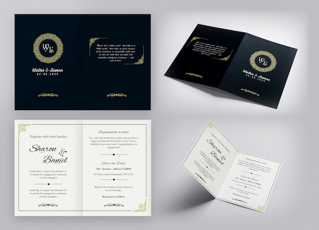 Conception De Cartes D'invitation De Luxe Avec Des Effets Brillants D'or