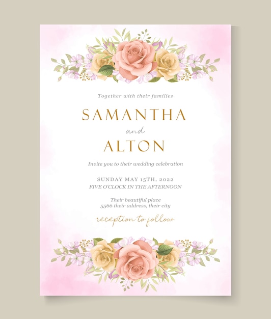 Conception de cartes d'invitation de mariage élégantes roses