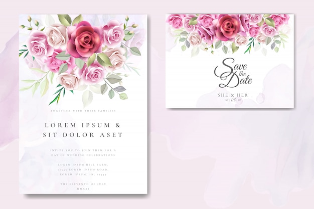 Conception De Cartes D'invitation De Mariage Avec Des Roses élégantes