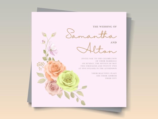 Conception De Cartes De Mariage Avec De Belles Roses