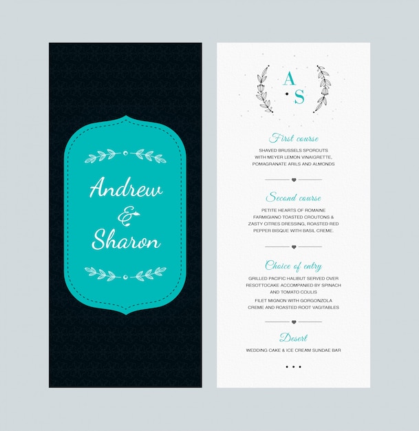 Vecteur conception de cartes de menu de mariage