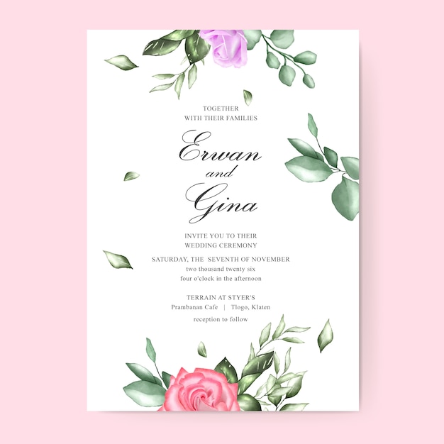 Conception De Cartes Modèle Aquarelle Invitation Mariage Floral