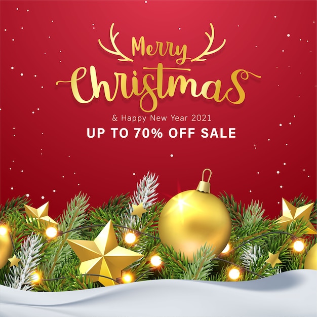 conception de cartes de voeux et bannière de vente avec des objets de Noël