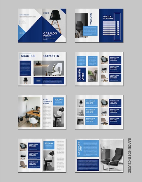 Conception d'un catalogue de produits à plusieurs pages, d'une entreprise de meubles, d'un catalogue de produits, d' une brochure de catalogue