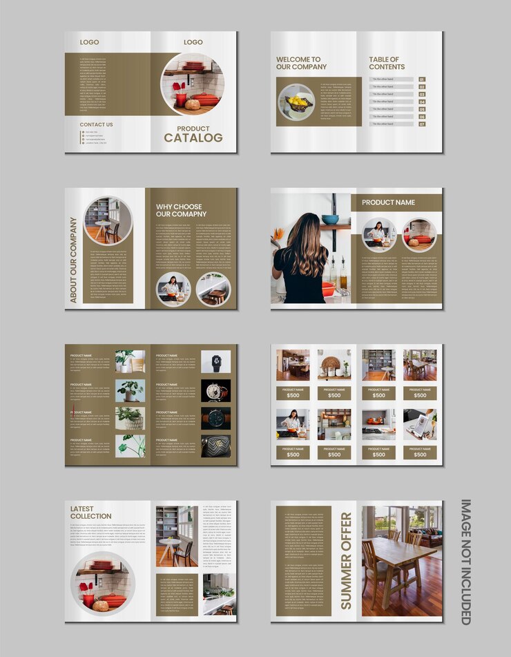 Conception d'un catalogue de produits à plusieurs pages, d'une entreprise de meubles, d'un catalogue de produits, d' une brochure de catalogue