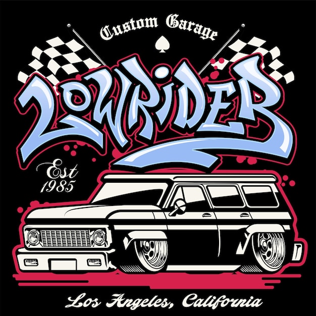 Vecteur conception de chemise de camion lowrider graffiti hip hop