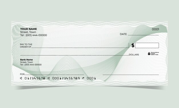 Vecteur conception de chèque bancaire en blanc vague vecteur de ligne conception de guilloche pour un certificat ou un billet de banque
