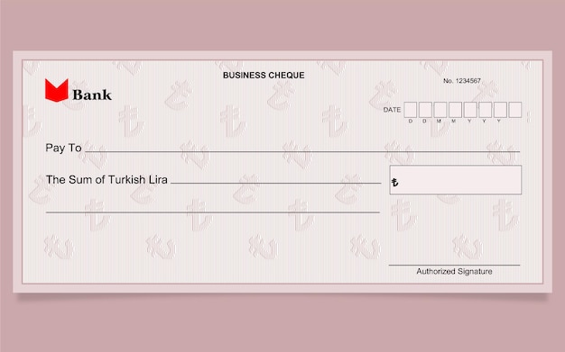 Vecteur conception de chèque bancaire livre turque relief contexte