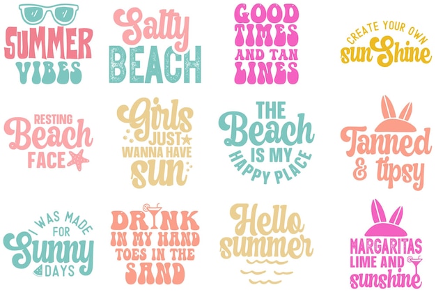 Vecteur conception de citations d'été et de plage