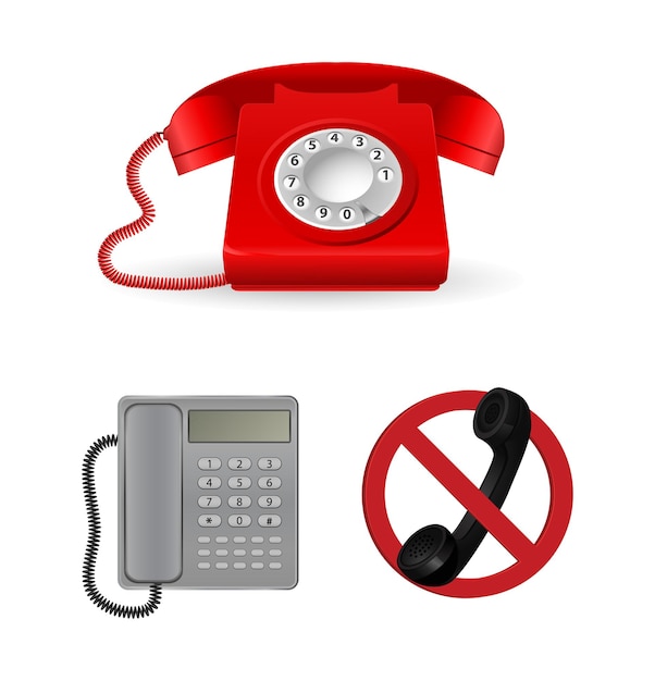 Conception Classique De Téléphone Avec Icône De Panneau D'arrêt D'avertissement Isolé Sur Blanc
