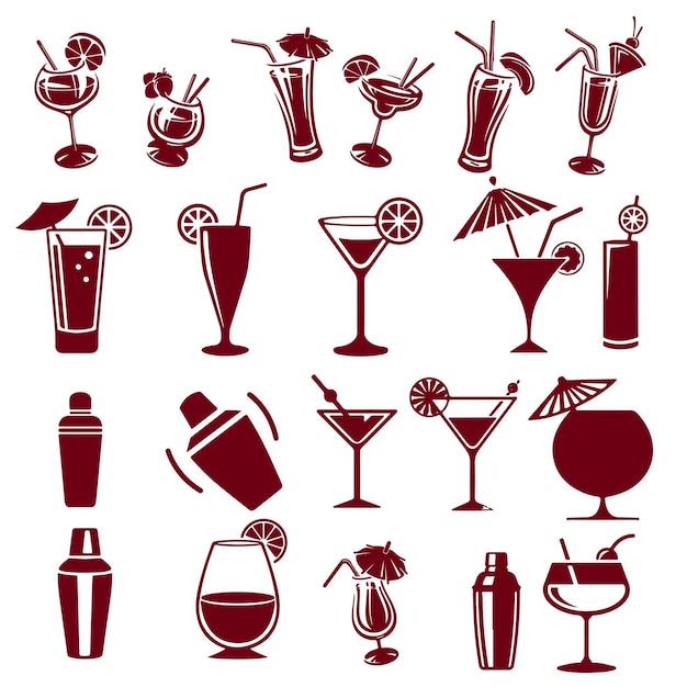 Conception de clipart graphique de collection de vecteur de cocktail