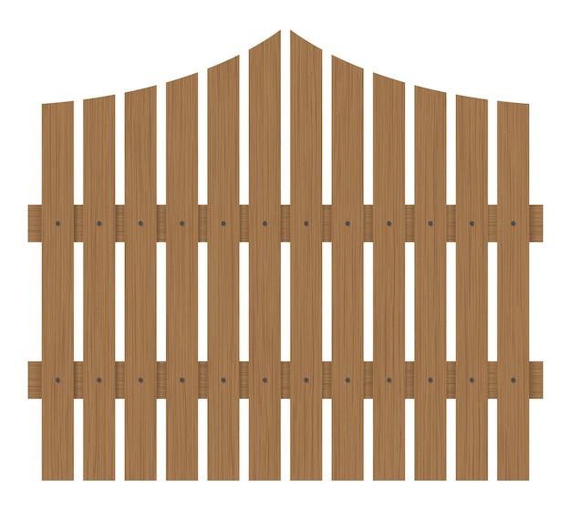 Conception de clôture en bois Construction de planches d'escrime rurale dans un style plat Barrière de clôture de planches de clôture Ferme ou limite de maison rurale isolée sur fond blanc