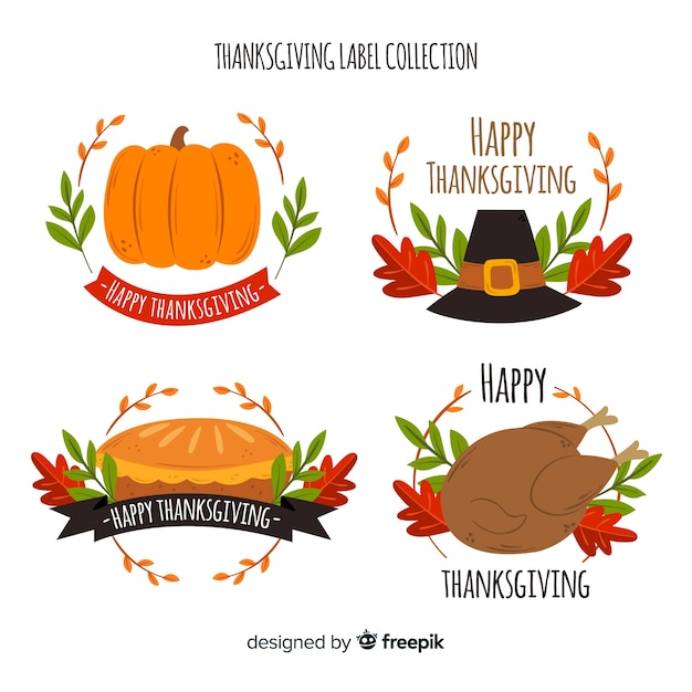 Conception De La Collection De Badge Pour Le Jour De Thanksgiving