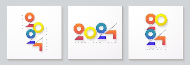 Conception Colorée De Bonne Année 2024 Avec Des Chiffres Colorés Vecteur Pour Les Calendriers D'invitations De Salutations Et Des Affiches Conception De Vecteur Premium Pour La Célébration De La Bonne Année 2024