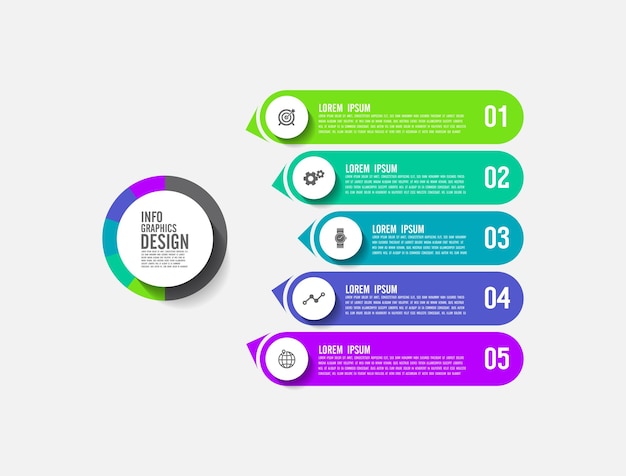 Conception Colorée De Modèle D'infographie D'étapes Plates