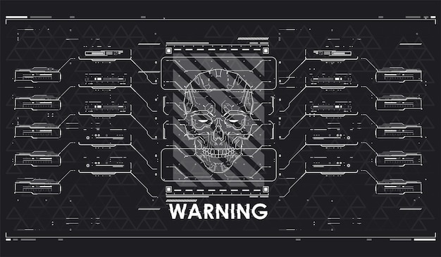 Conception de communication de technologie abstraite Interface HUD avec signe d'attention Concept de sécurité Illustration vectorielle