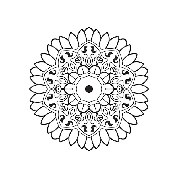 Conception de concept de fond de livre de coloriage noir et blanc mandala