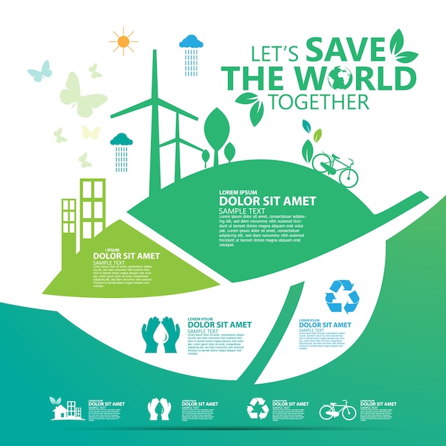 Conception de concept d'idée créative de conservation de l'écologie et de l'environnement