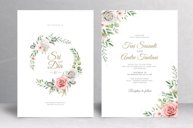 Conception de couronne florale d'invitation de mariage