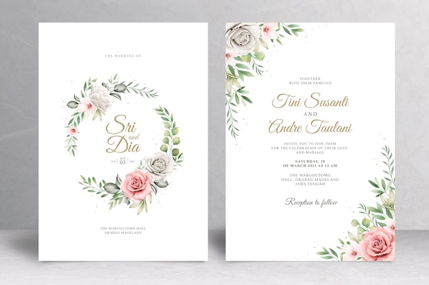 Conception De Couronne Florale D'invitation De Mariage