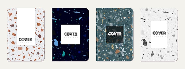 Vecteur conception de la couverture du carnet de notes terrazzo abstract