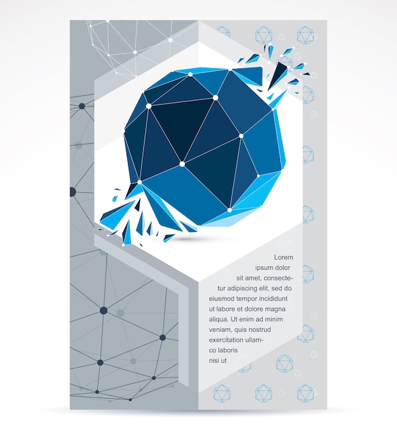 Vecteur conception de la couverture du livret sur le thème des nouvelles technologies, première page. vecteur d'ingénierie 3d, forme démolie polygonale bleue abstraite.