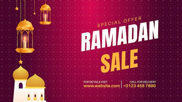 Vecteur conception de couverture facebook ou de bannière web ramadan sale