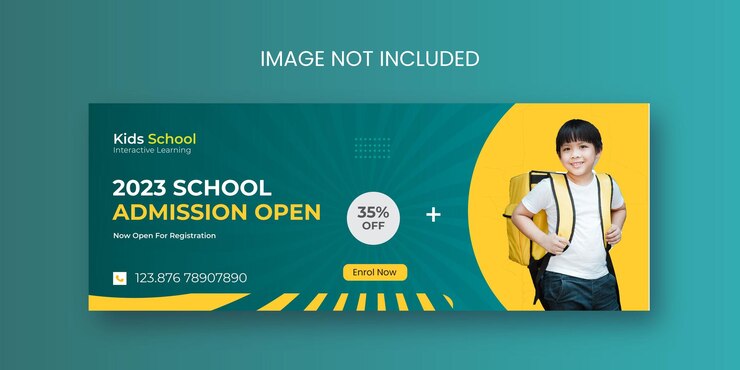 Conception de la couverture facebook de l'éducation et de l'admission à l'école