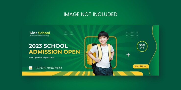 Conception de la couverture facebook de l'éducation et de l'admission à l'école