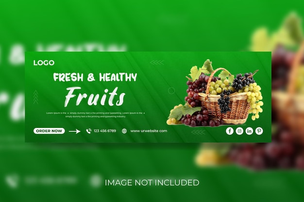 Vecteur conception de couverture facebook de fruits frais et sains
