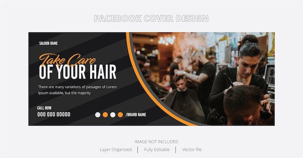 Vecteur conception de couverture facebook pour salon de coiffure