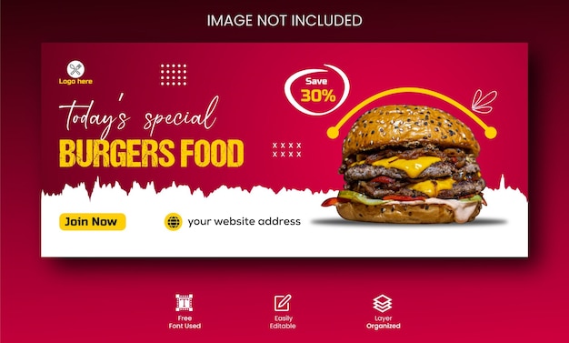 Conception De Couverture Facebook Promotionnelle Du Meilleur Menu De Nourriture De Burger Délicieux