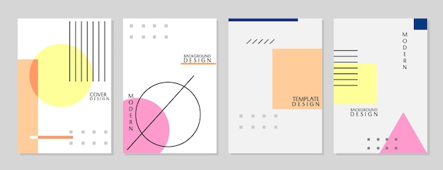 Vecteur conception de couverture géométrique à la mode et minimale définie un arrière-plan abstrait avec des éléments de forme