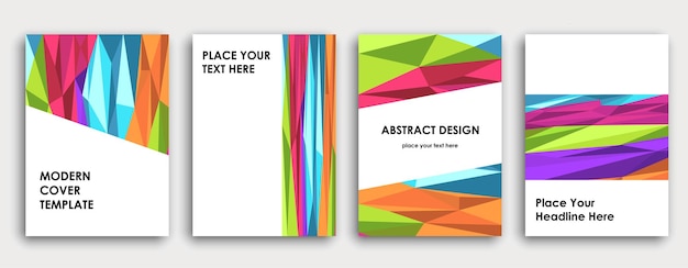 Vecteur conception de couverture de livre colorée. abstrait. affiche, rapport annuel d'entreprise, brochure, maquette de magazine. modèle a4 vert, rose, bleu, violet. vecteur polygonal.